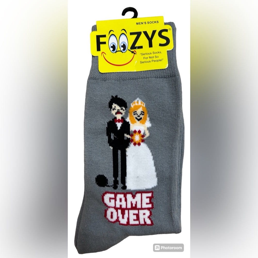NWT Men’s Foozy’s Funny Wedding Socks “Game Over”